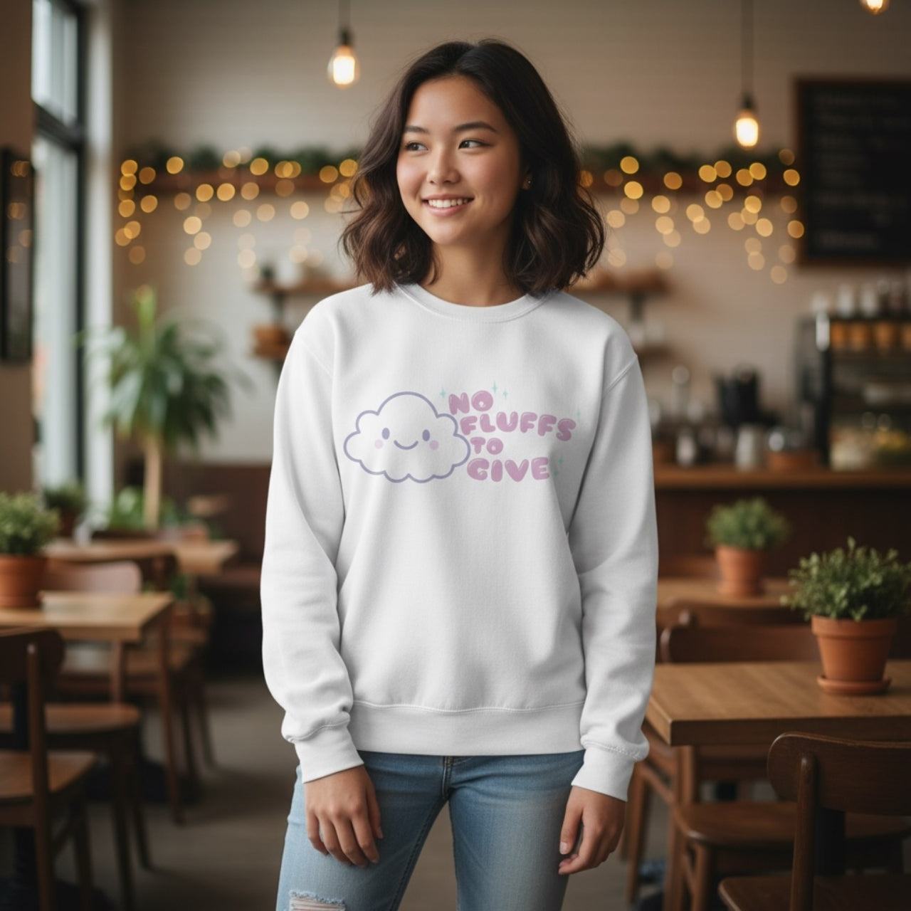 No Fluffs To Give cloud illustration Sweatshirt | Cute sarcastic slogan