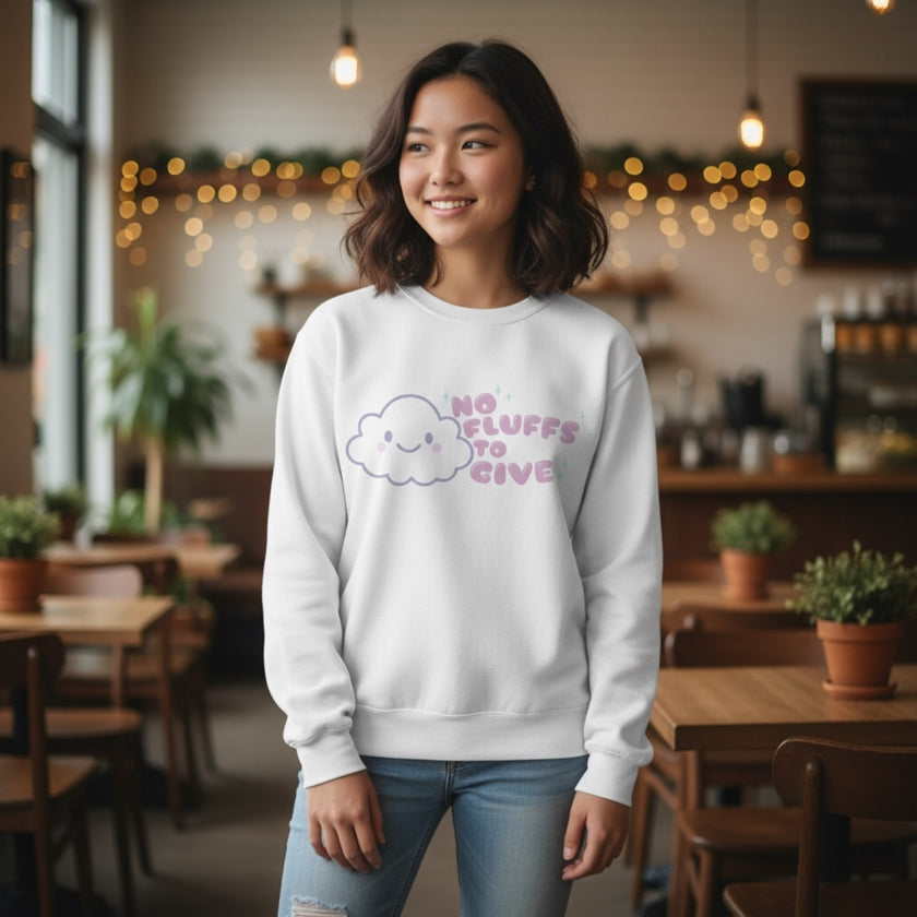 No Fluffs To Give cloud illustration Sweatshirt | Cute sarcastic slogan